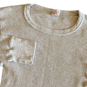 Vintage Cotton Works Morgan Mills Waffle Knit Thermal Top Gray Mens Medium USA